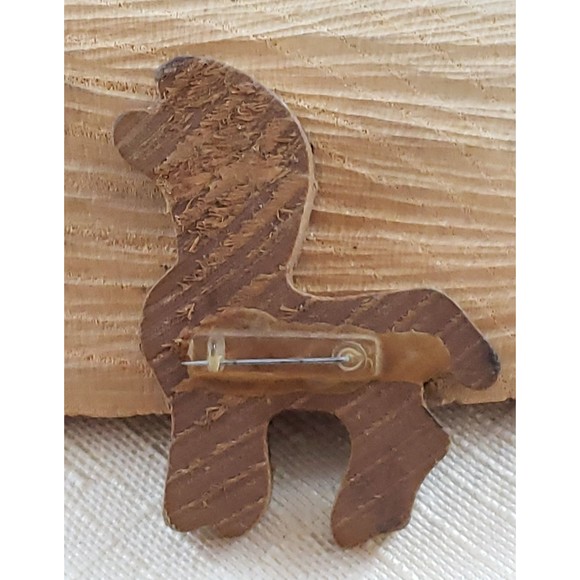 Vintage Unsigned Hand Burned, Hand Painted Wood Lamb Pin, Standing Sheep, Bell - Picture 2 of 9